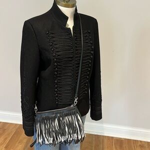 NEW! Sam Edelman Camilla black and white fringe crossbody or wristlet ha…